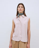 Camicia in voile bimateriale rosa pallido